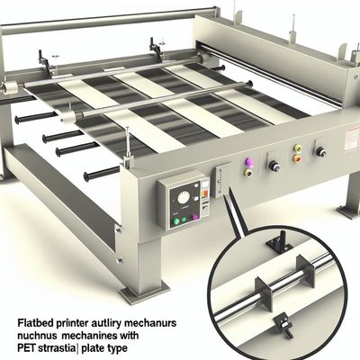 Mechanizmy pomocnicze do drukarek płaskoładowych typu PET